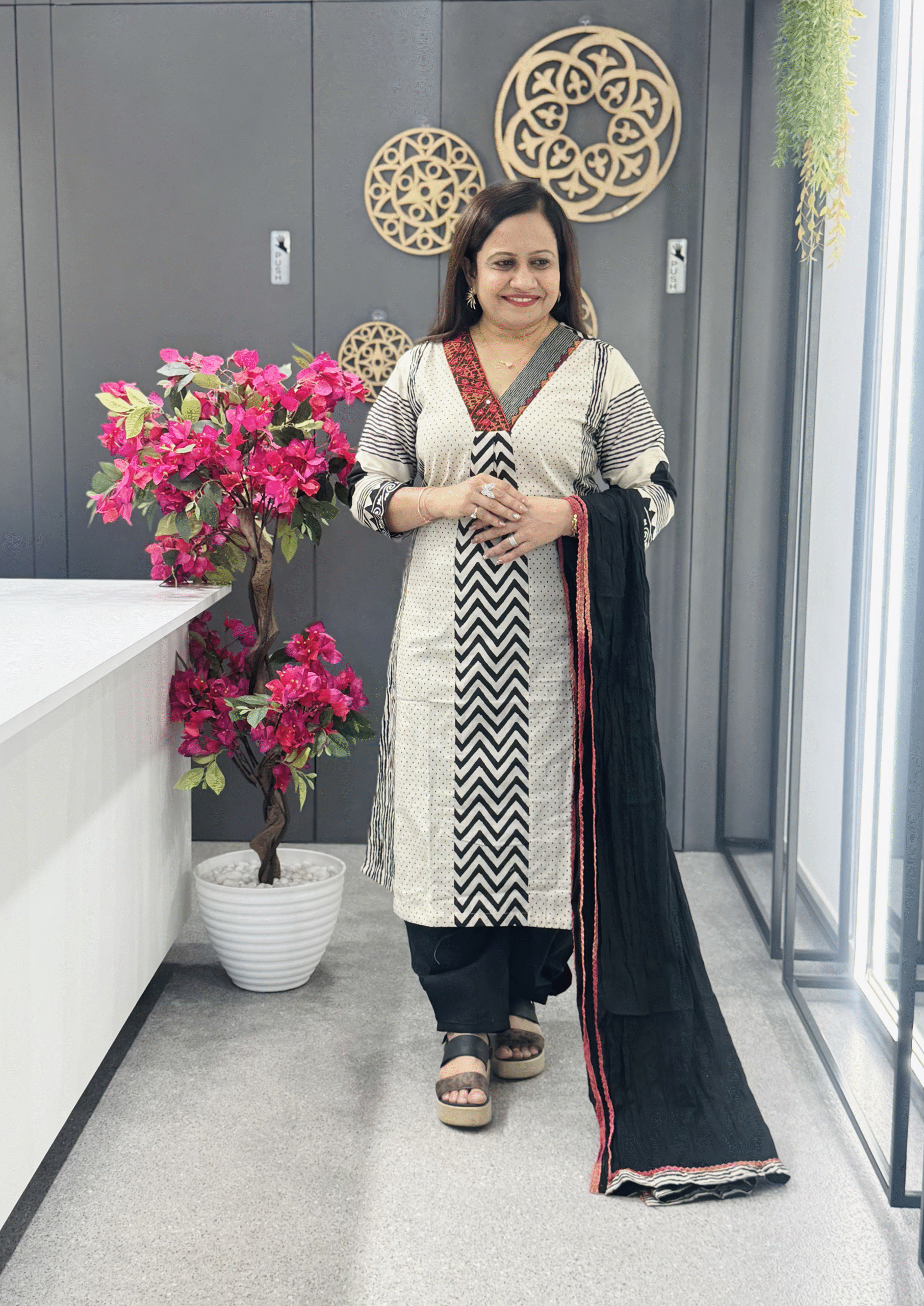 Premium Mal Cotton Suit Set with Pathani Bottom & Mal Cotton Dupatta